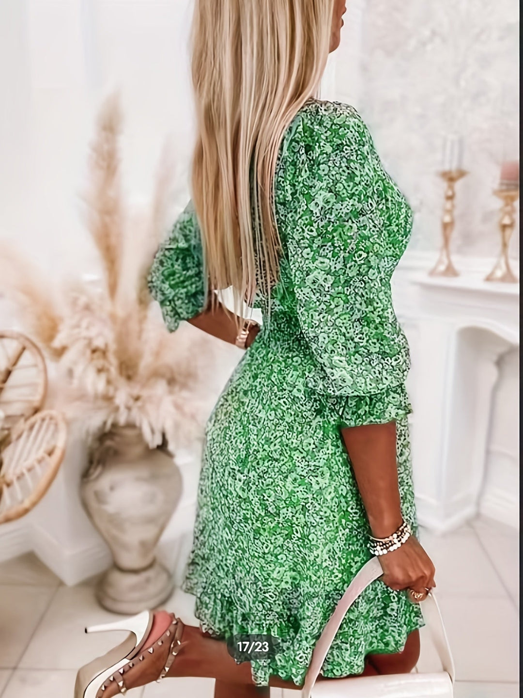 Della - Floral Shirred Waist Dress