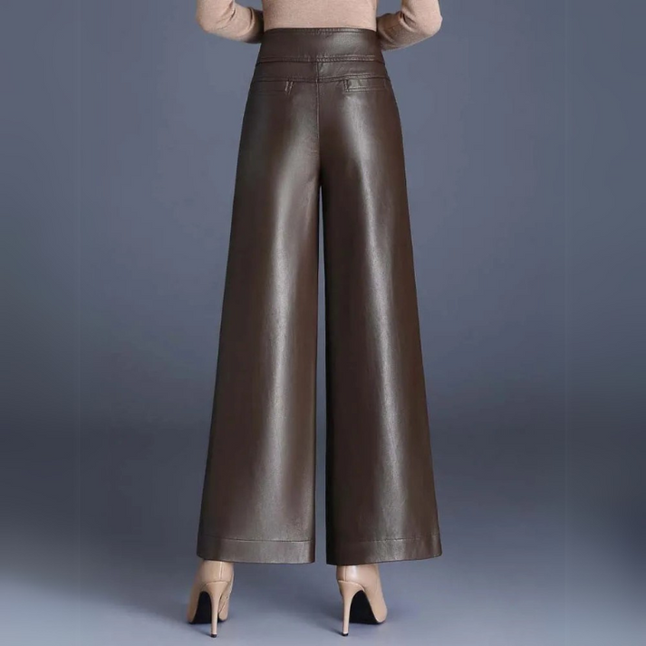 Lily - Wide-cut Leather Trousers