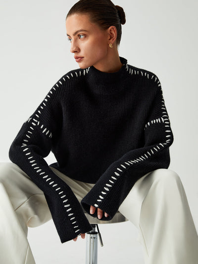 Isla - Stitched High Neck Jumper