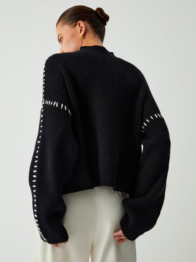 Isla - Stitched High Neck Jumper