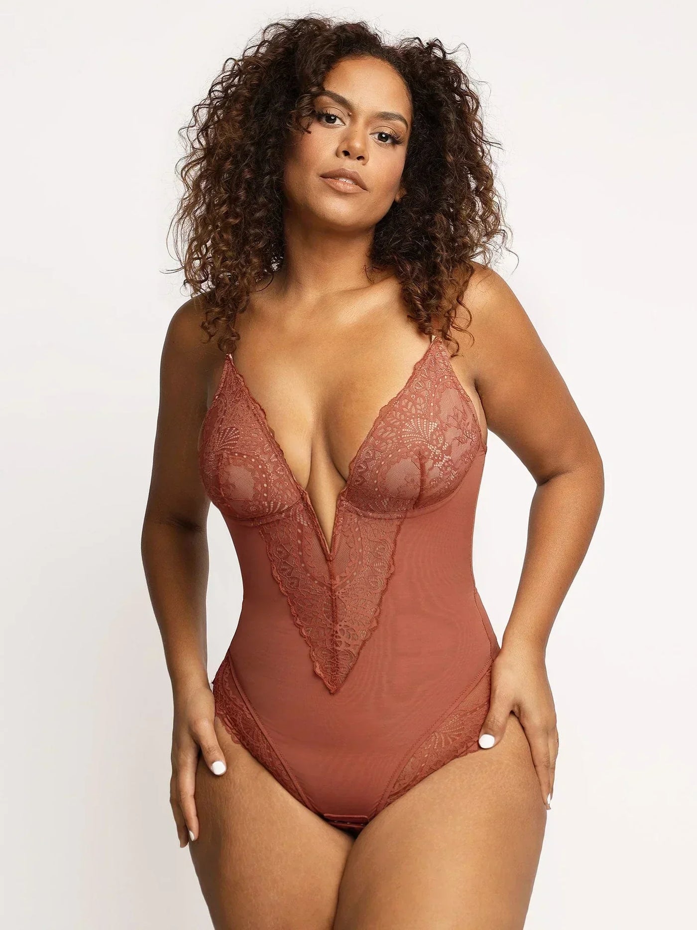 Isolde - Bodysuit with deep v-neck