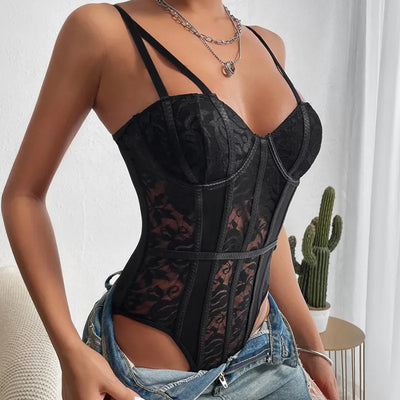 Selene - Embroidered Corset Bodysuit