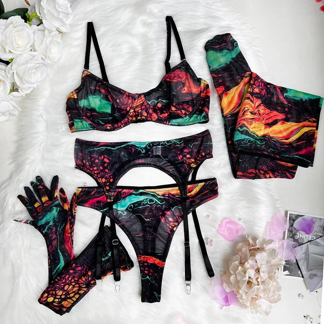 Poppy - 5-Piece Tie Dye Lingerie Set