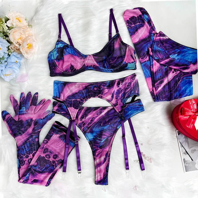 Poppy - 5-Piece Tie Dye Lingerie Set