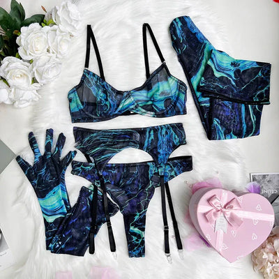 Poppy - 5-Piece Tie Dye Lingerie Set