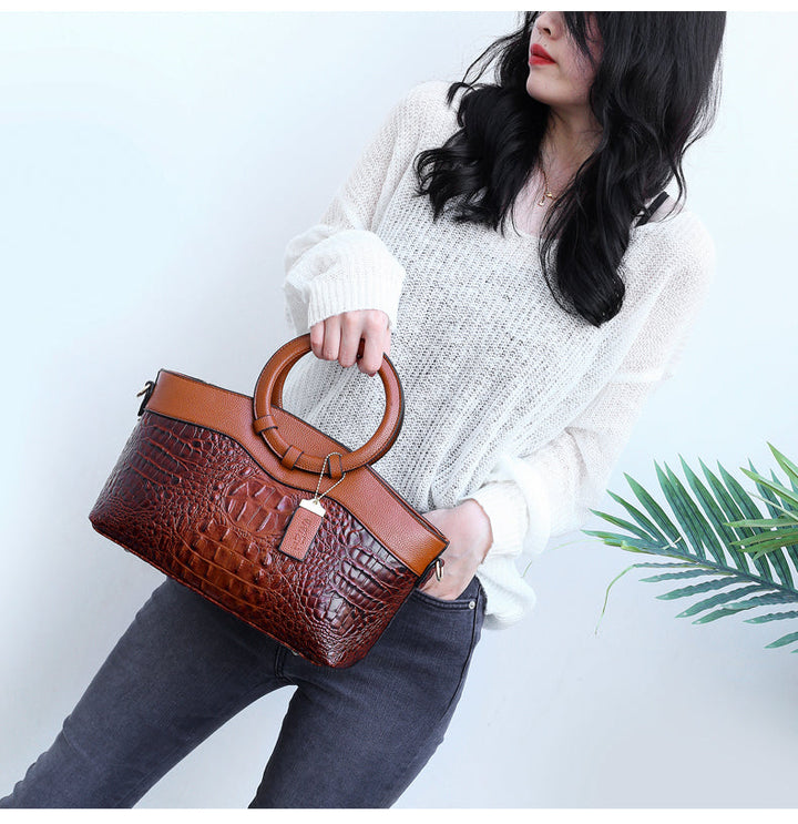 Ella - Vintage Croc-Effect Handbag
