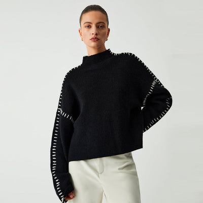 Isla - Stitched High Neck Jumper