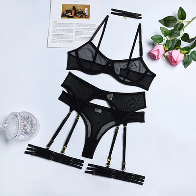 Azure - 4-Piece Lingerie Set