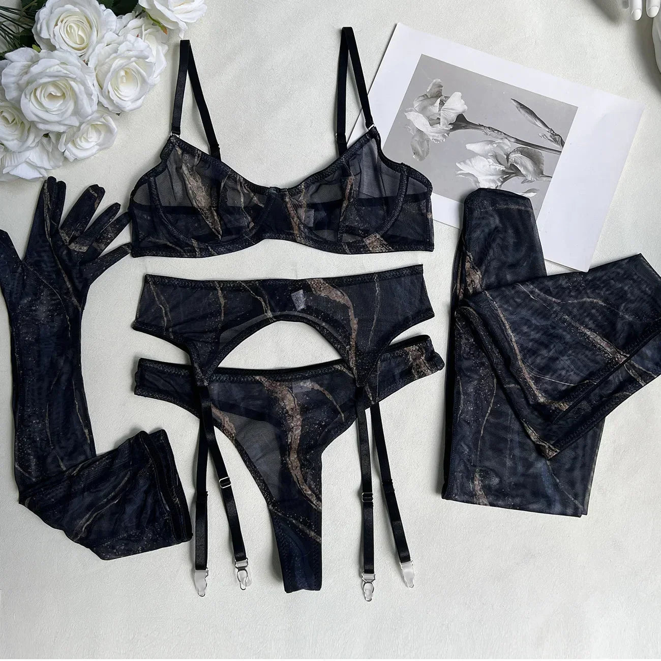 Poppy - 5-Piece Tie Dye Lingerie Set