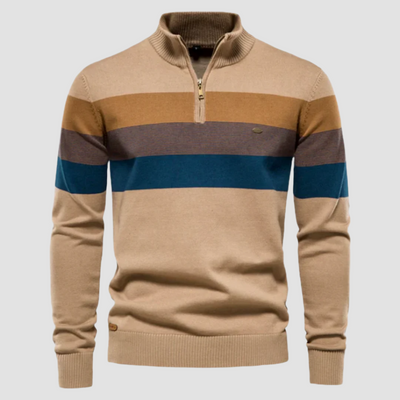 Ryan - Striped Zip Neck Jumper