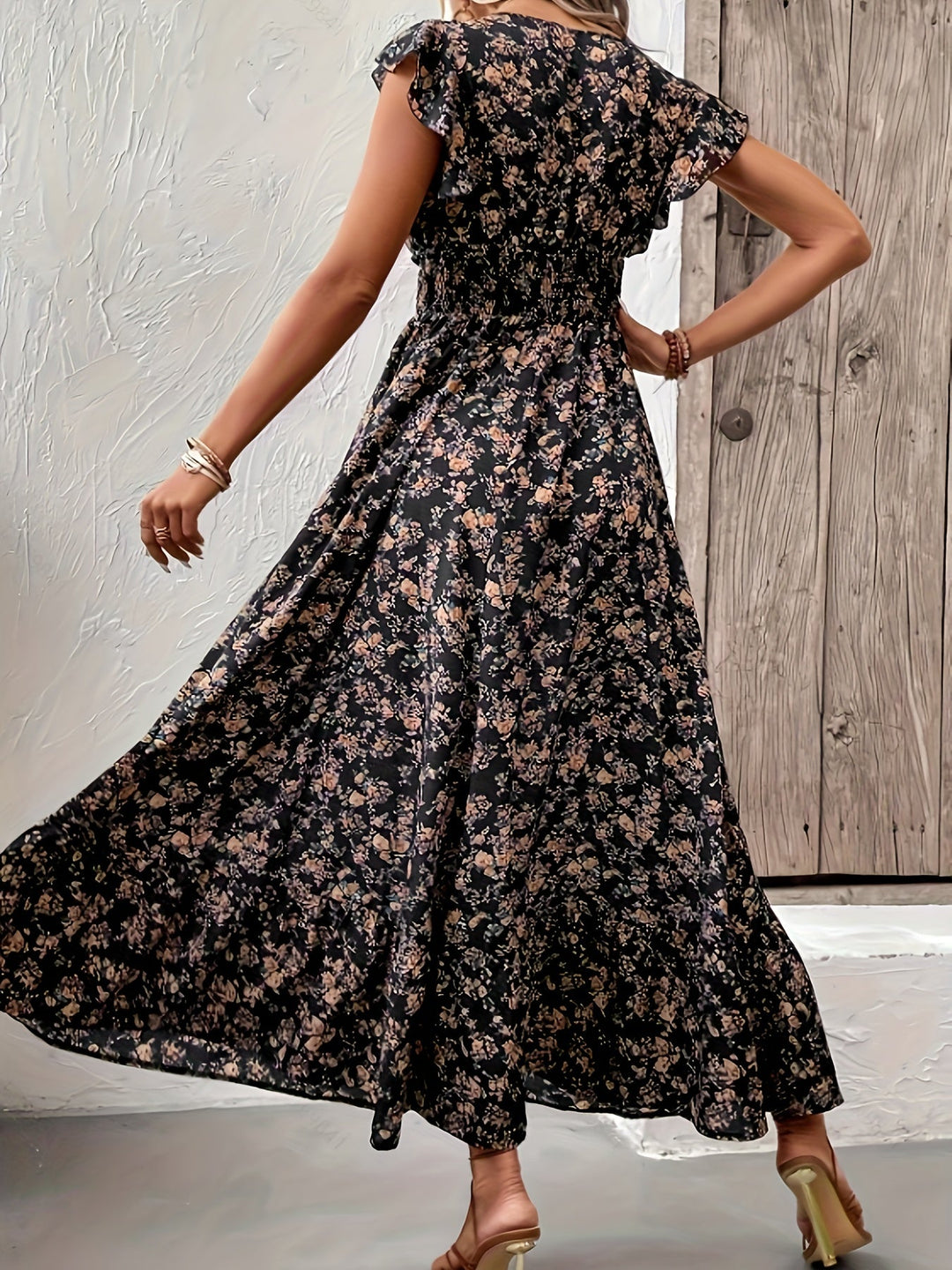 Haven - Floral Print Shirred Waist Dress