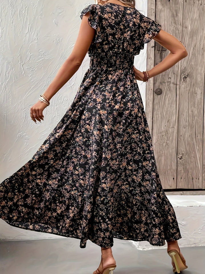 Haven - Floral Print Shirred Waist Dress