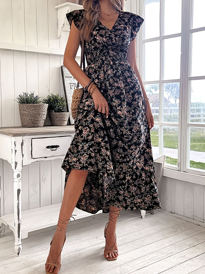 Haven - Floral Print Shirred Waist Dress