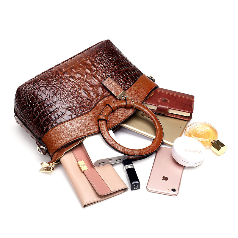Ella - Vintage Croc-Effect Handbag
